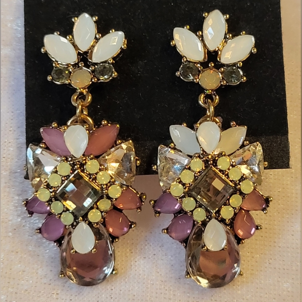 Glam Gold Tone Abstract Dangle Stud Earrings